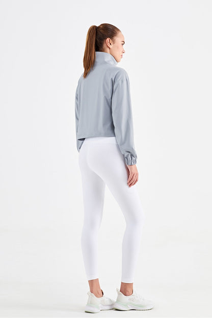 Half-Zip Cropped Pullover Sweatshirt