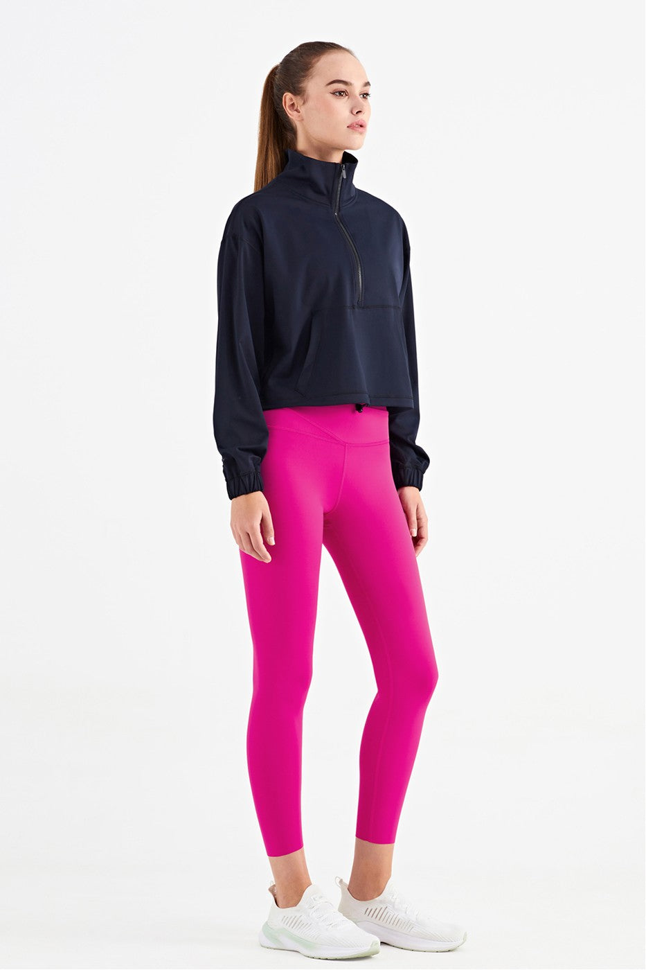 Half-Zip Cropped Pullover Sweatshirt