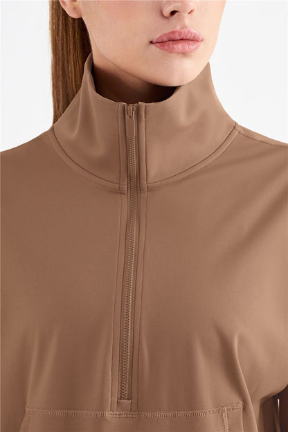 Half-Zip Cropped Pullover Sweatshirt