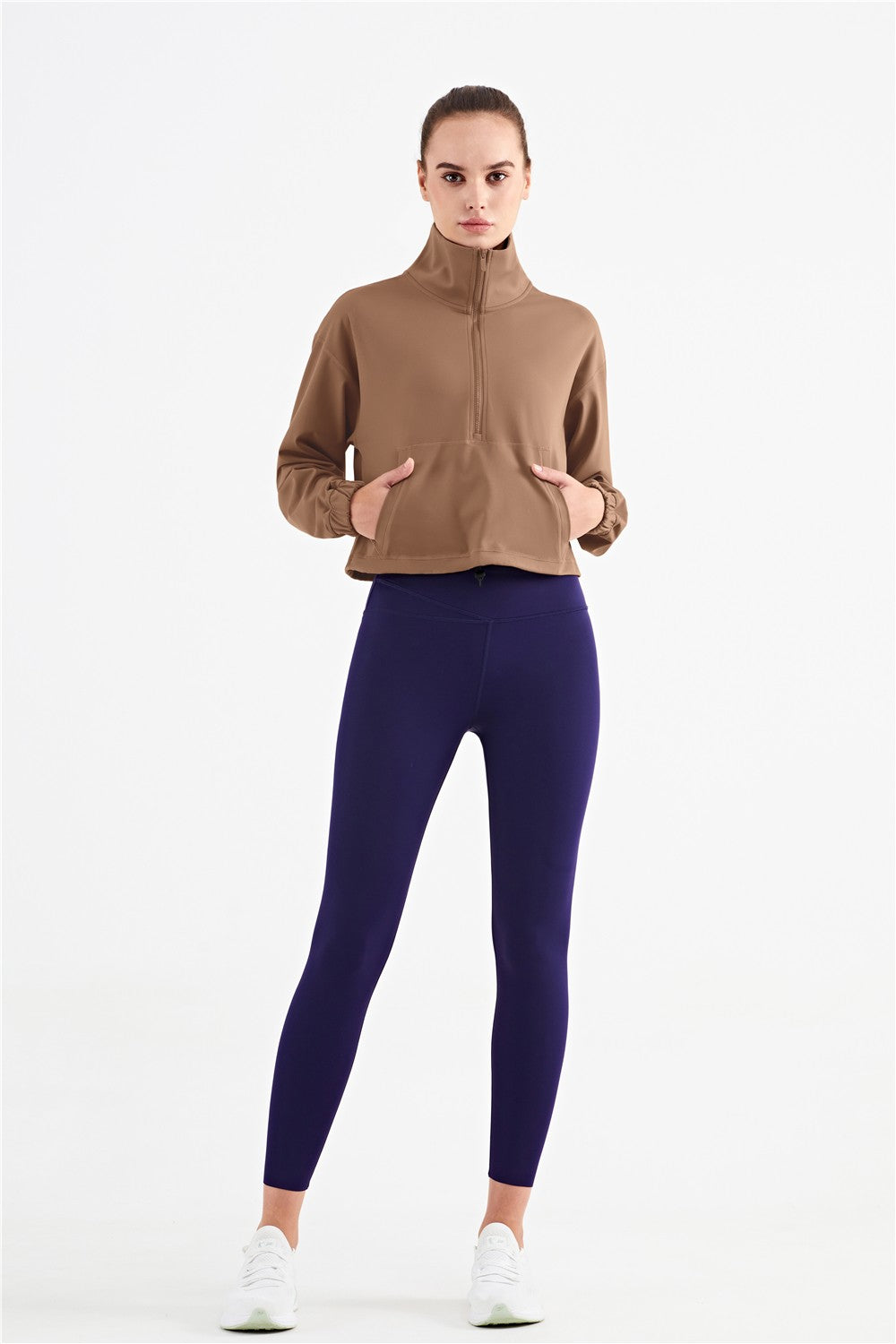 Half-Zip Cropped Pullover Sweatshirt