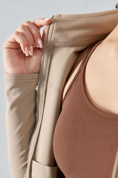 High Neck Zip-Up Thermal Track Jacket | Cozy &amp; Performance-Ready