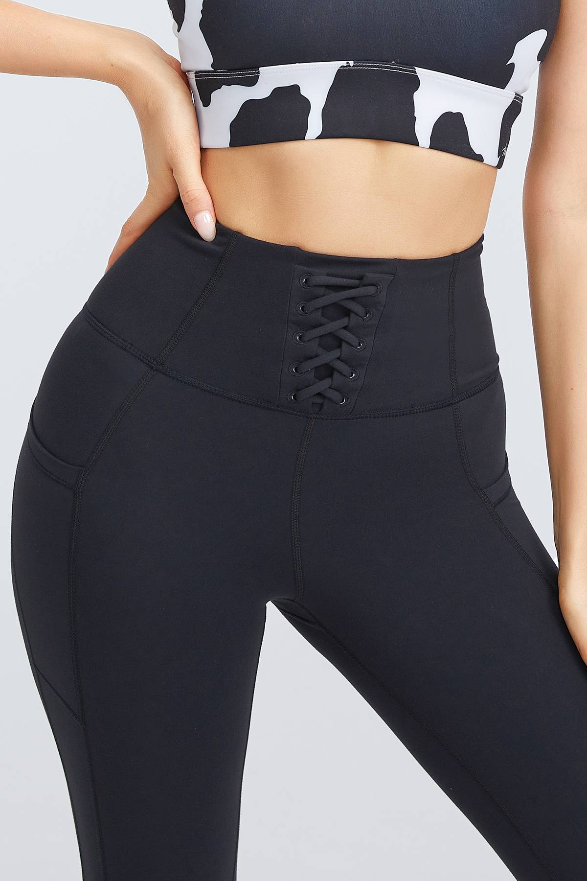 High Rise Lace-Up Leggings with Pockets | Fashionable &amp; Functional Fit