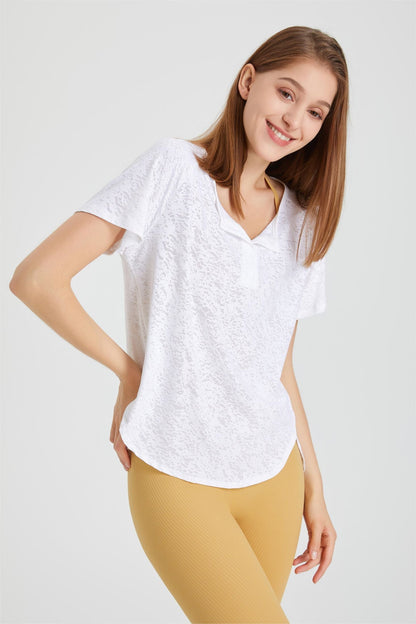 Lapel Jacquard Short Sleeve T-Shirt | Elegant &amp; Stylish Design