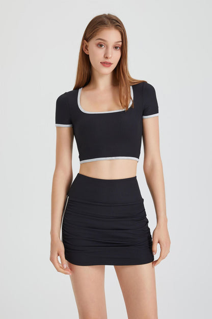 Ribbed Contrast Trim Bodycon Mini Skirt - Addition to Your Wardrobe