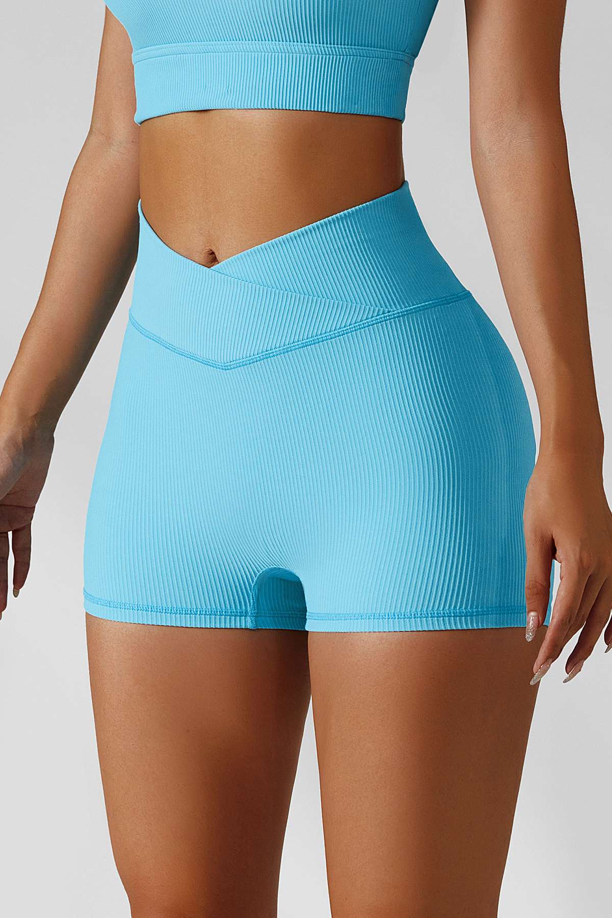 Ribbed High-Waist Crossover Shorts - Comfortable &amp; Stylish Fit