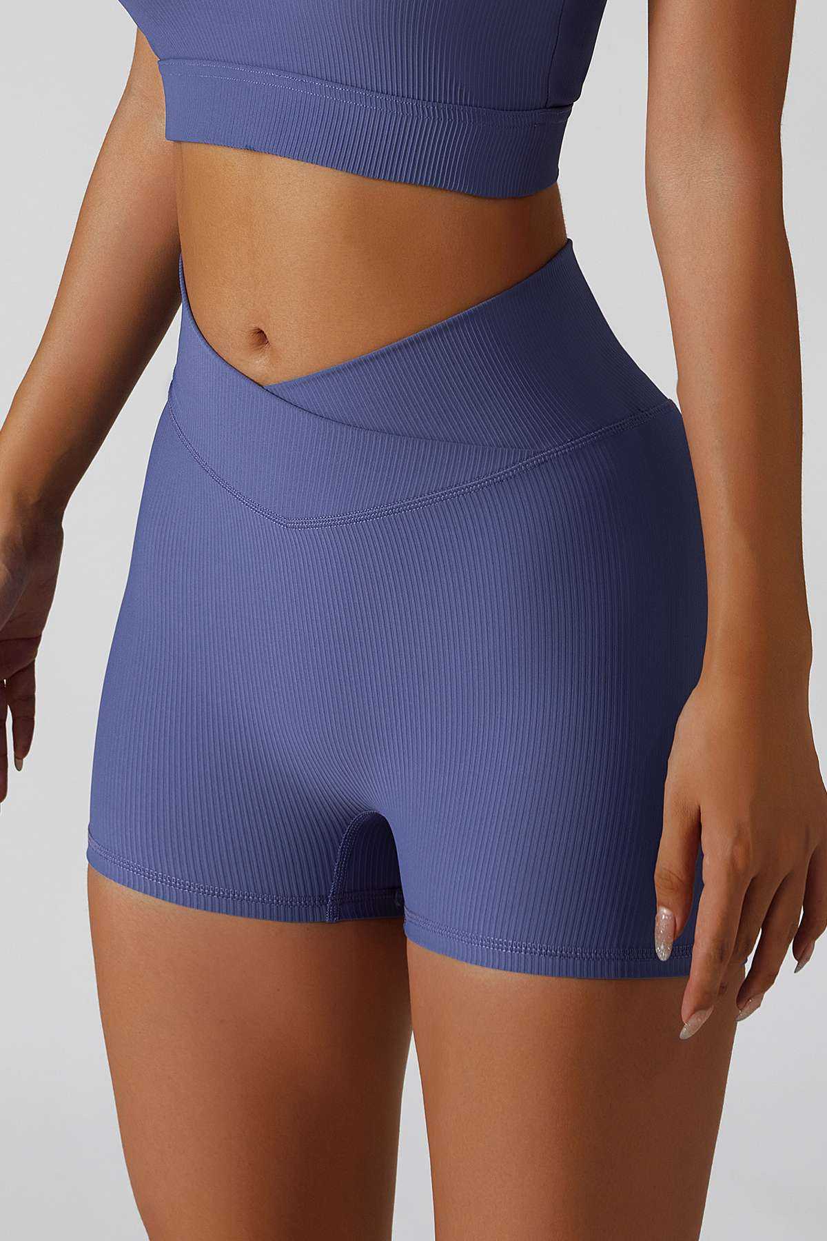 Ribbed High-Waist Crossover Shorts - Comfortable &amp; Stylish Fit