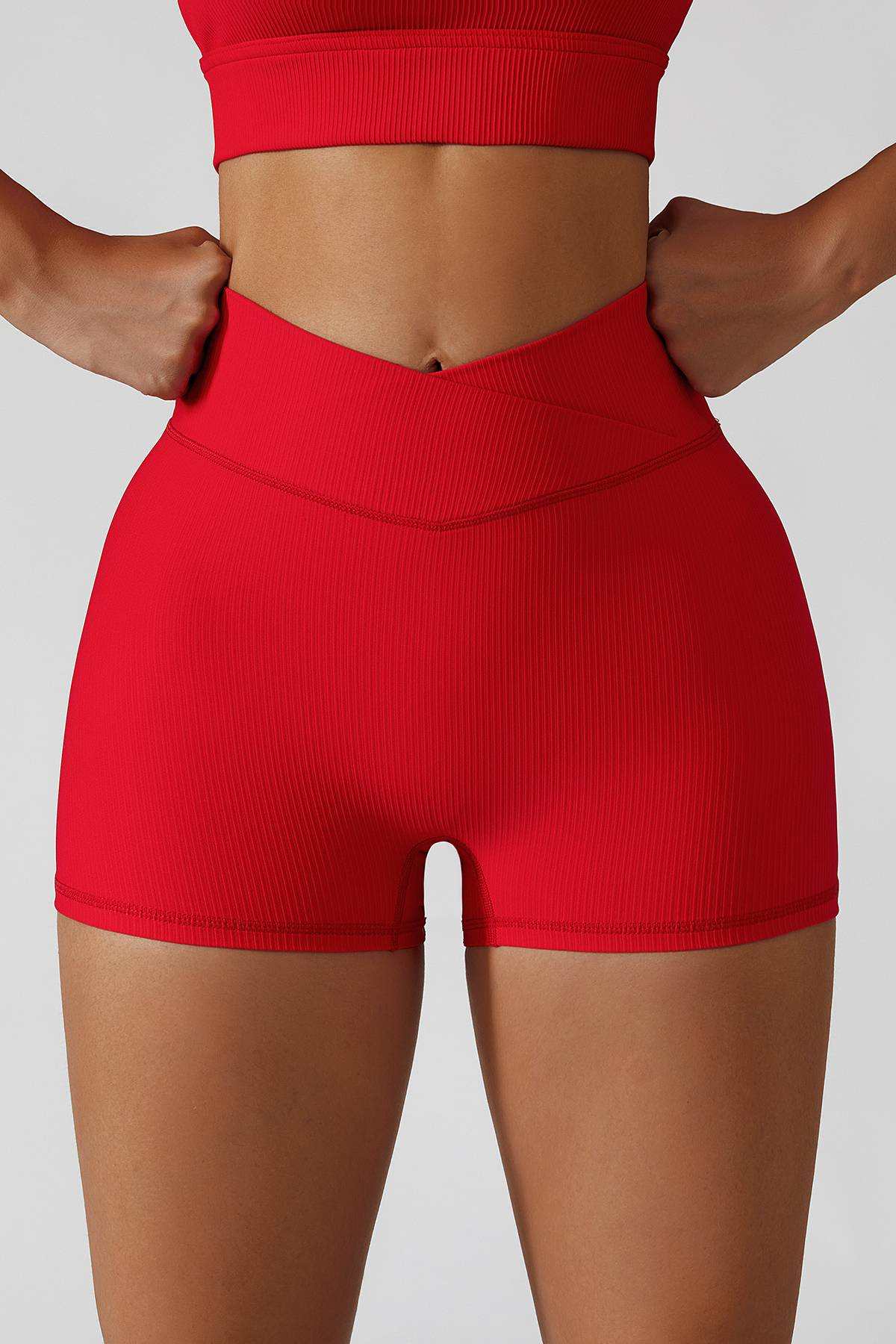 Ribbed High-Waist Crossover Shorts - Comfortable &amp; Stylish Fit