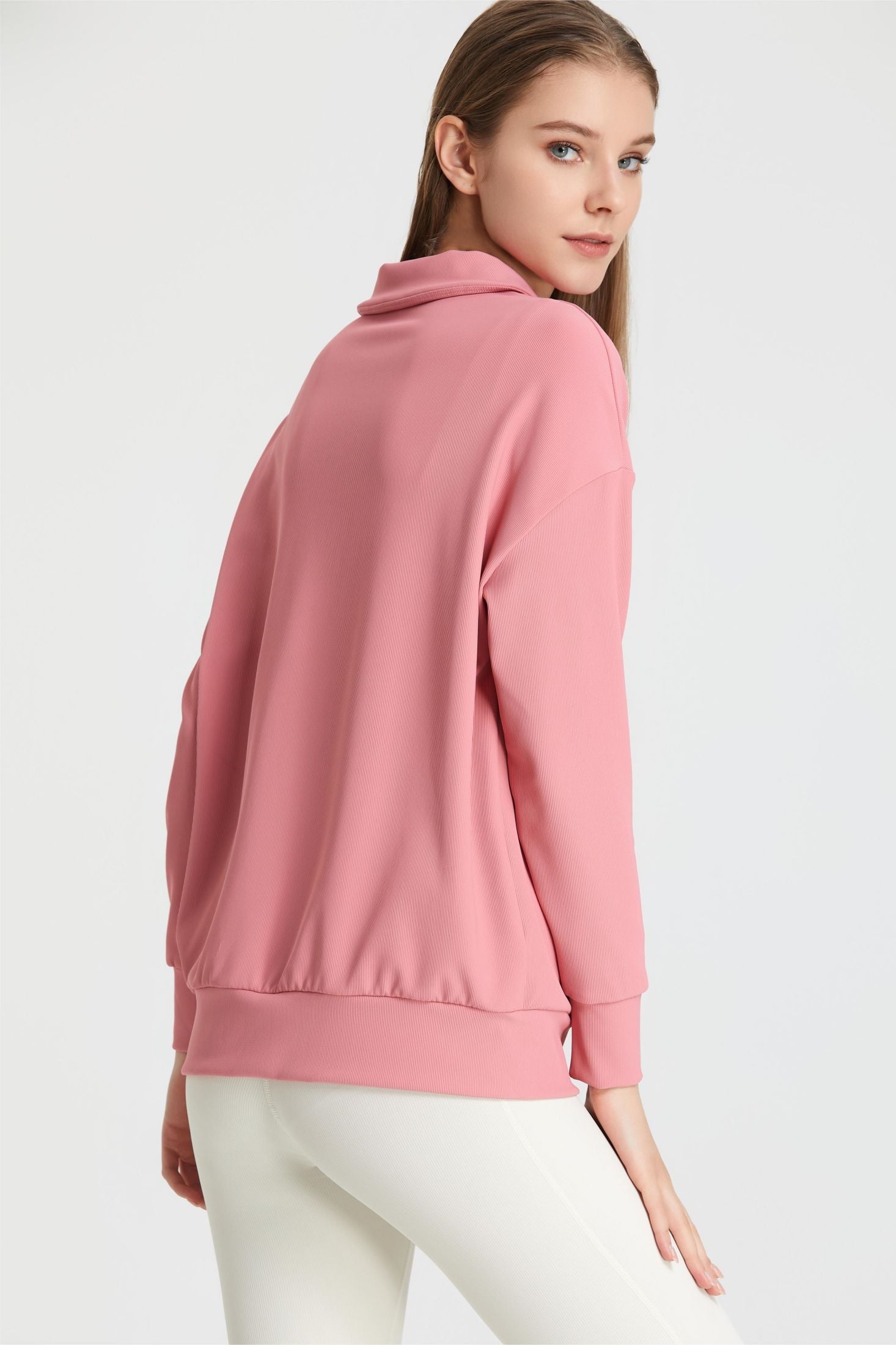 Ribbed Lapel Collar Half-Zip Sweatshirt | Stylish &amp; Comfortable