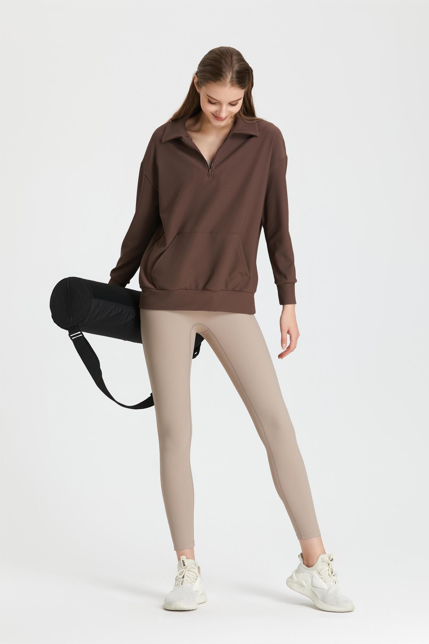 Ribbed Lapel Collar Half-Zip Sweatshirt | Stylish &amp; Comfortable