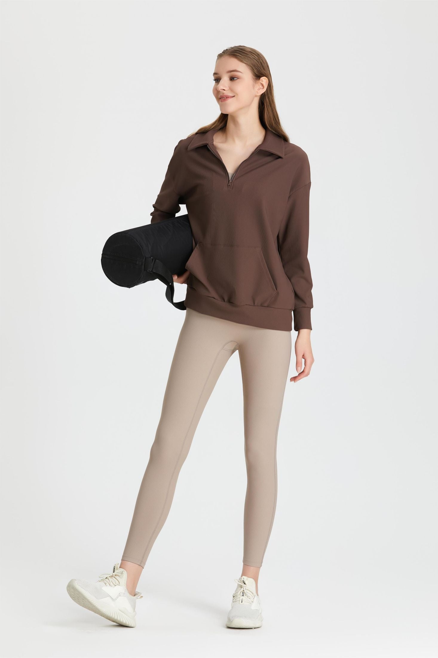 Ribbed Lapel Collar Half-Zip Sweatshirt | Stylish &amp; Comfortable