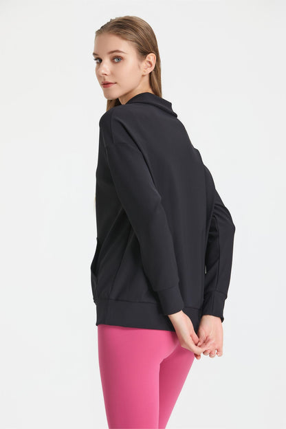 Ribbed Lapel Collar Half-Zip Sweatshirt | Stylish &amp; Comfortable