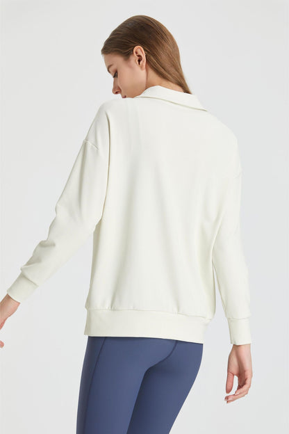 Ribbed Lapel Collar Half-Zip Sweatshirt | Stylish &amp; Comfortable