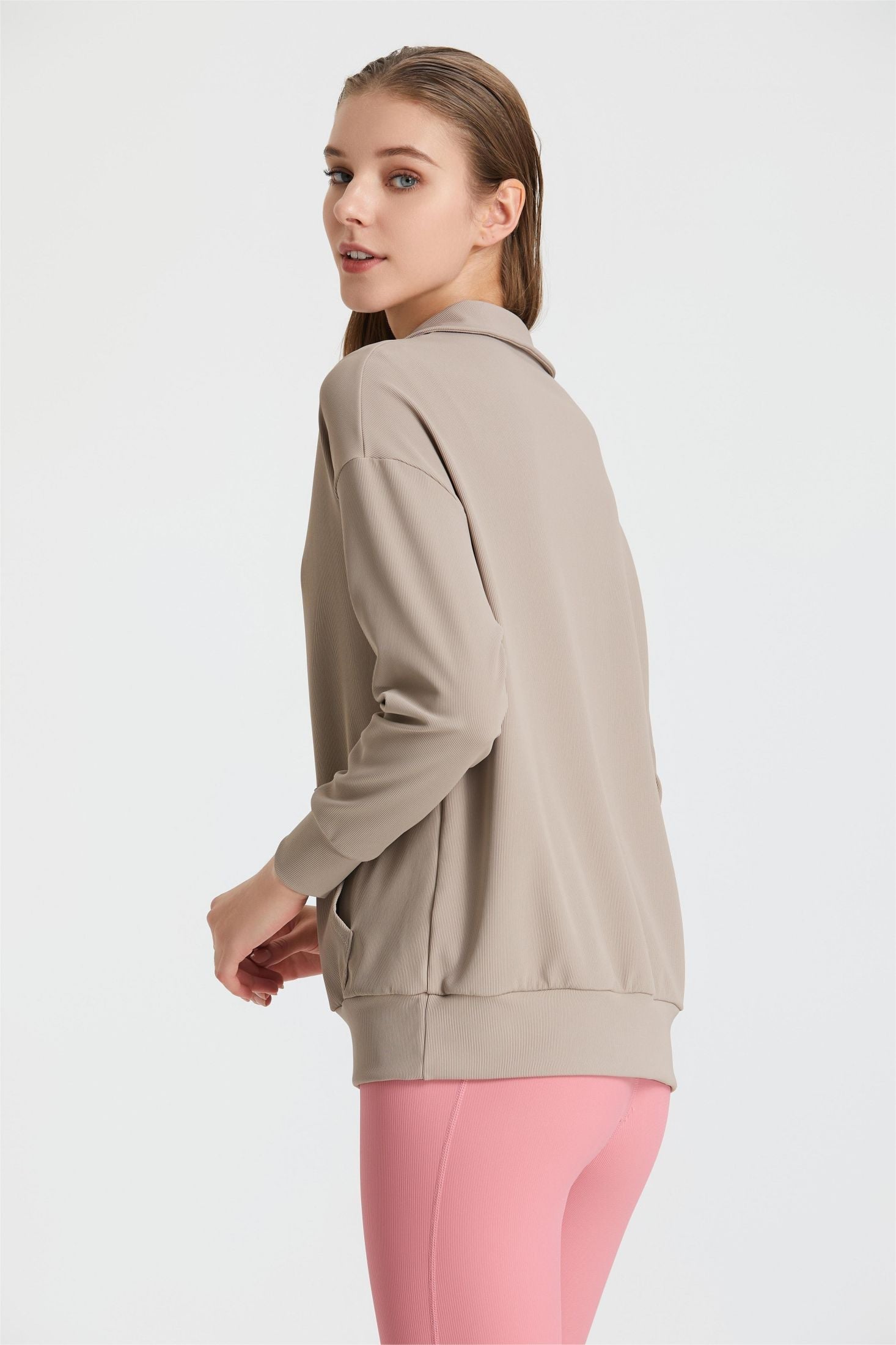 Ribbed Lapel Collar Half-Zip Sweatshirt | Stylish &amp; Comfortable