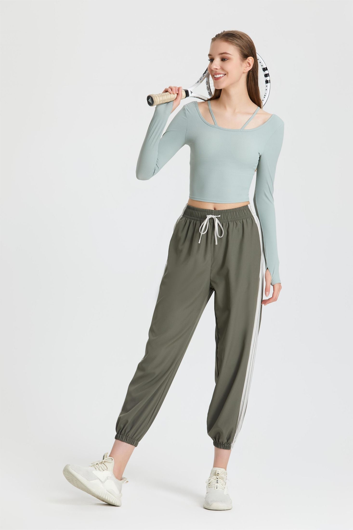  Ribbed Long Sleeve Top with Built-In Bra | Stylish &amp; Supportive Fit