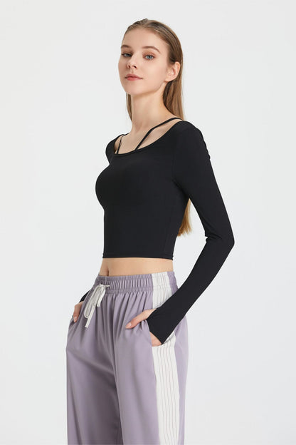  Ribbed Long Sleeve Top with Built-In Bra | Stylish &amp; Supportive Fit