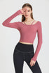  Ribbed Long Sleeve Top with Built-In Bra | Stylish & Supportive Fit