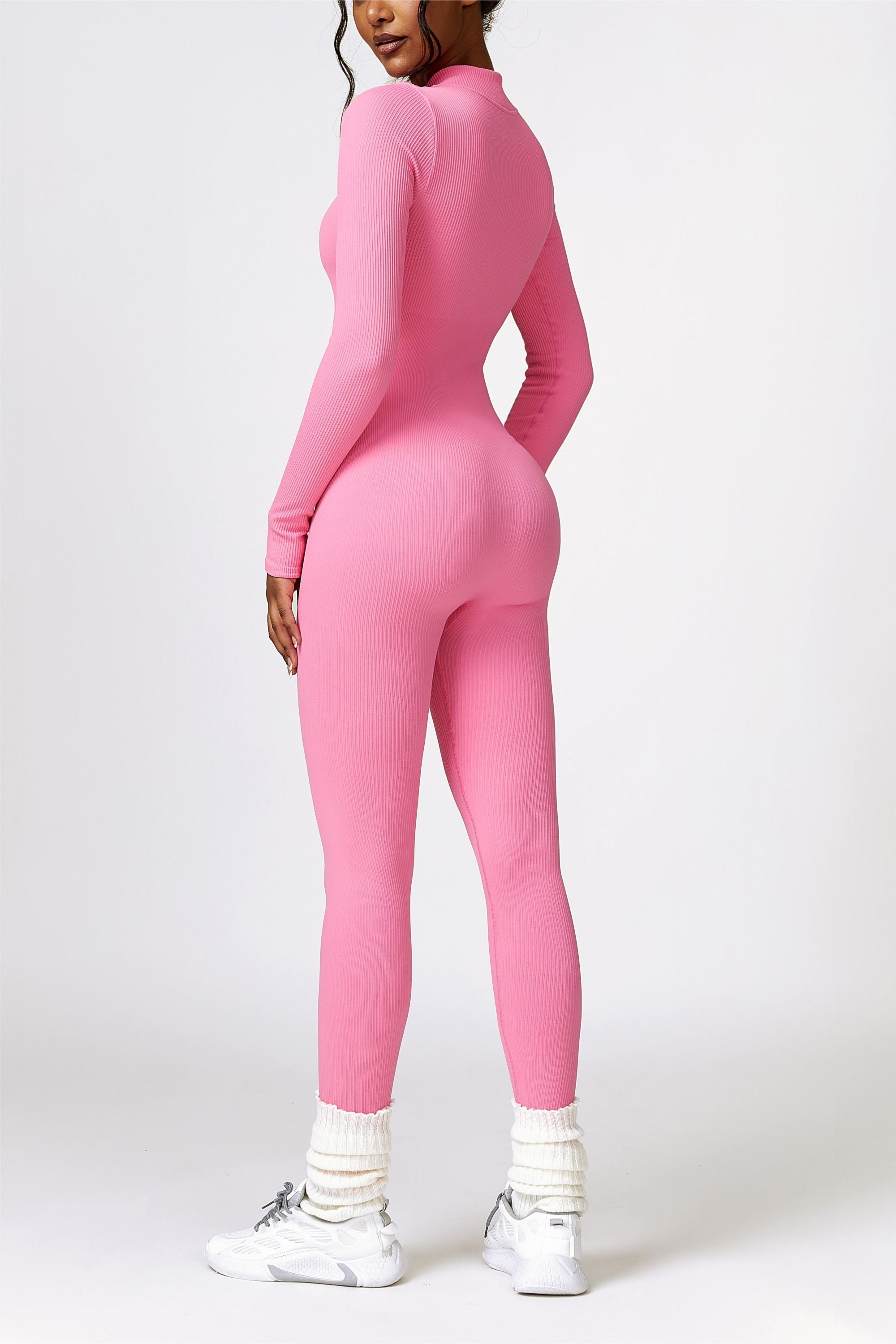 Ribbed Long-Sleeve Active Jumpsuit | Stylish &amp; Functional Fitness Wear