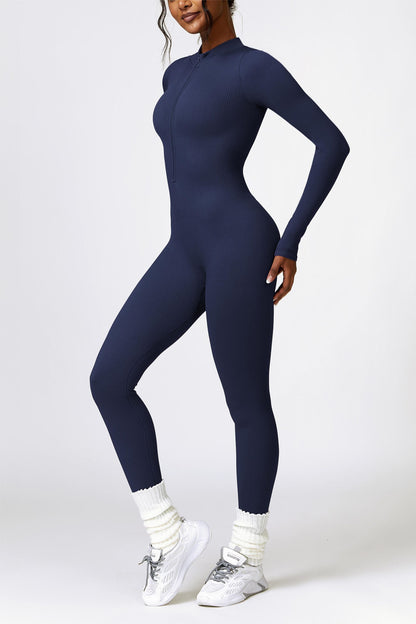 Ribbed Long-Sleeve Active Jumpsuit | Stylish &amp; Functional Fitness Wear