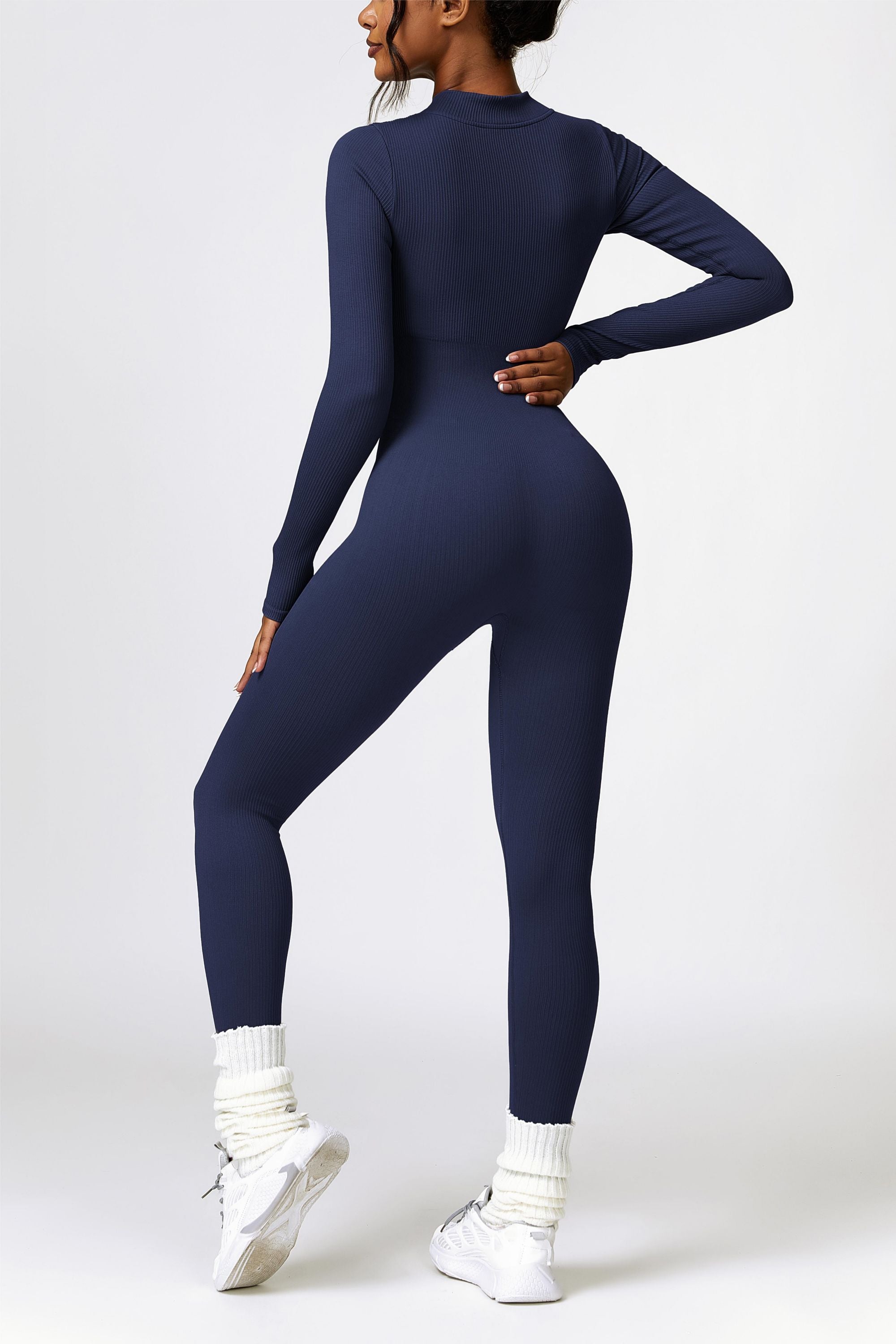 Ribbed Long-Sleeve Active Jumpsuit | Stylish &amp; Functional Fitness Wear