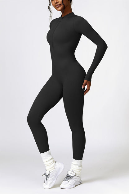 Ribbed Long-Sleeve Active Jumpsuit | Stylish &amp; Functional Fitness Wear