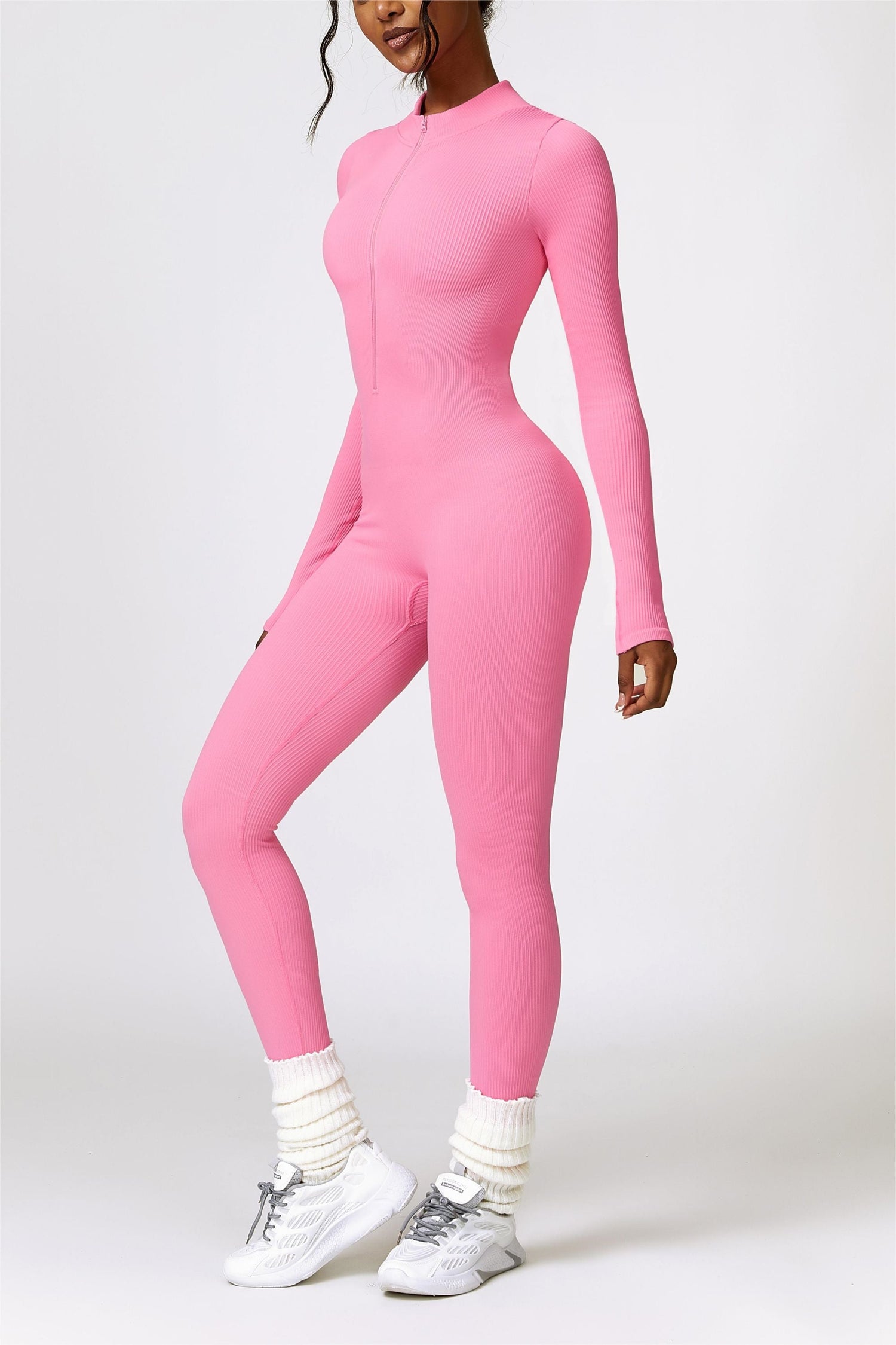 Ribbed Long-Sleeve Active Jumpsuit | Stylish &amp; Functional Fitness Wear