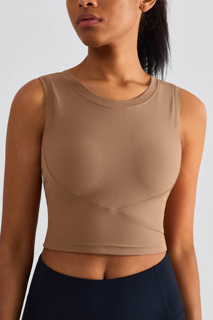 Ribbed Longline Racerback Sports Bra for Comfort and Stylish Support