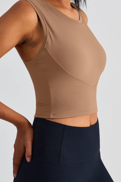 Ribbed Longline Racerback Sports Bra for Comfort and Stylish Support