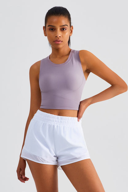 Ribbed Longline Racerback Sports Bra for Comfort and Stylish Support