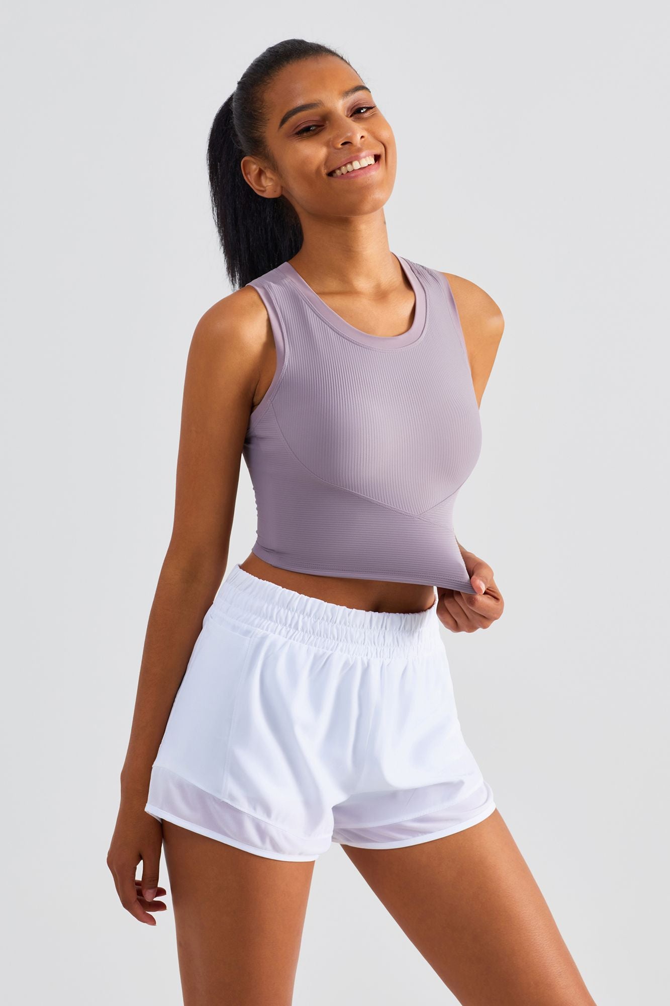 Ribbed Longline Racerback Sports Bra for Comfort and Stylish Support