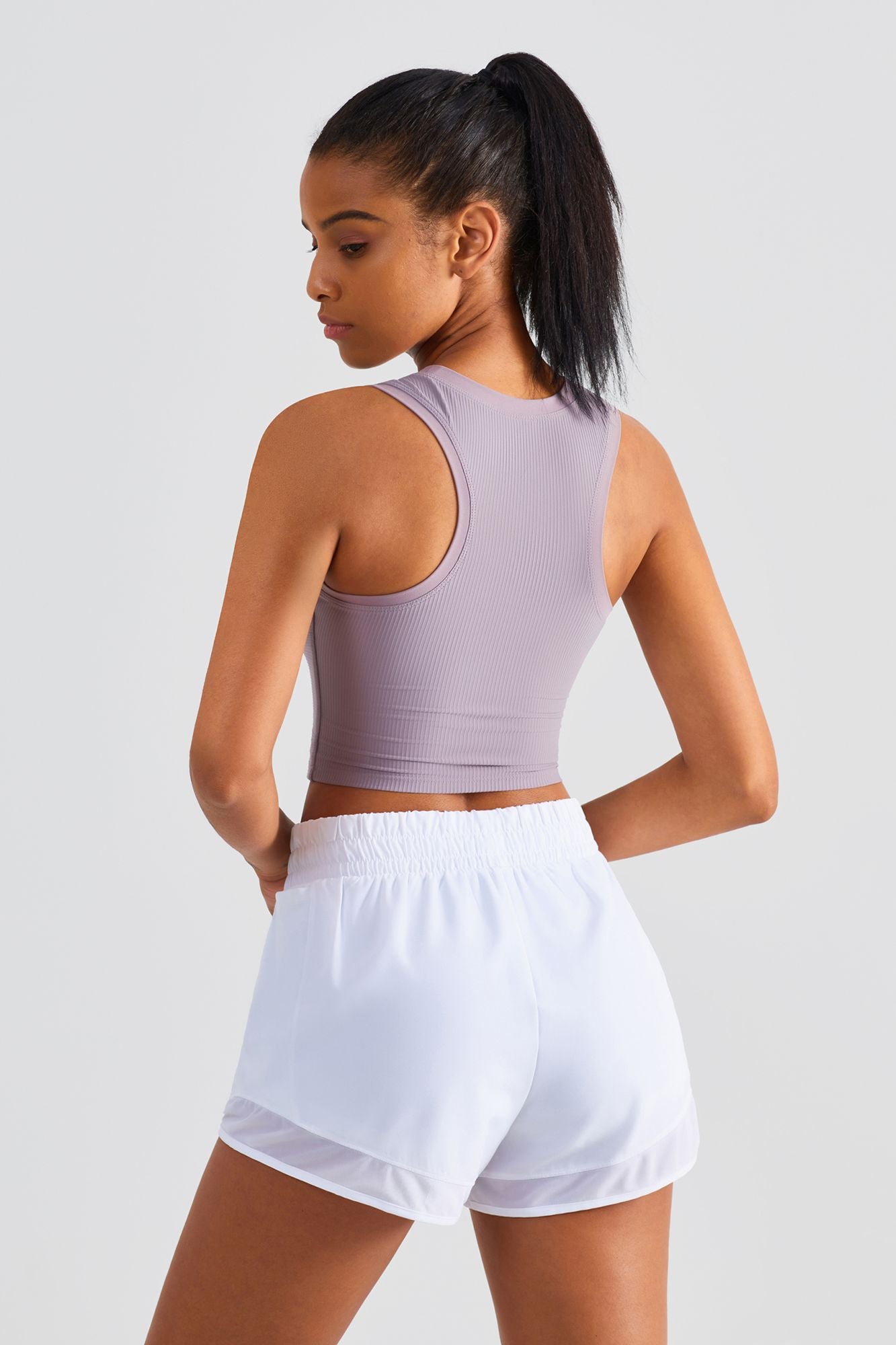 Ribbed Longline Racerback Sports Bra for Comfort and Stylish Support