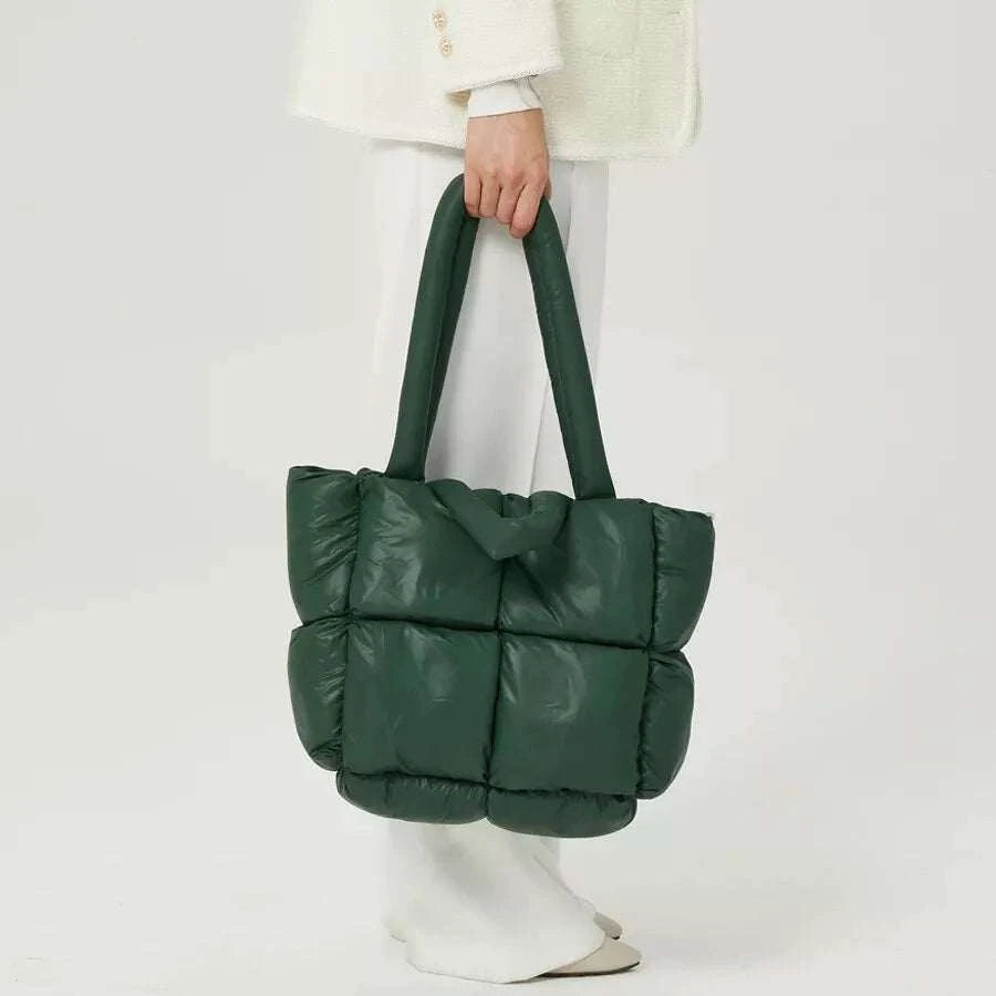 Women Tote Handbags With Padded Down Cotton: Stylish &amp; Cozy