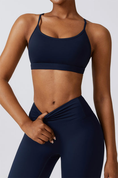 Scoop Neck Strappy Sports Bra | Chic Design &amp; Comfortable Support