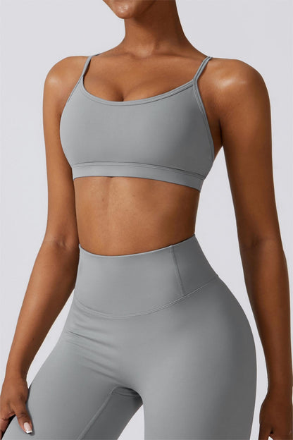 Scoop Neck Strappy Sports Bra | Chic Design &amp; Comfortable Support