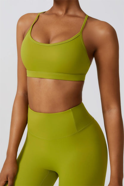 Scoop Neck Strappy Sports Bra | Chic Design &amp; Comfortable Support