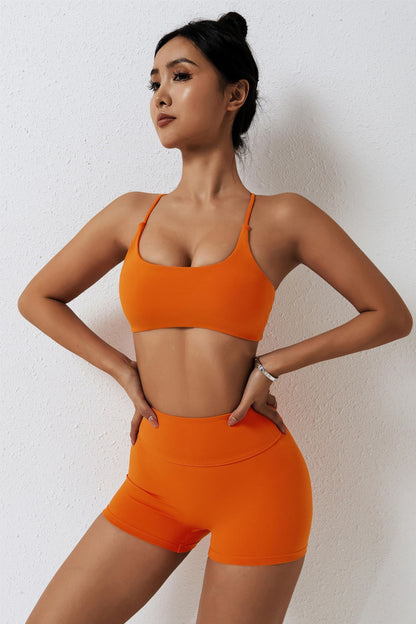 Scoop Neckline Crossover Strappy Sports Bra - Sexy and Functionality