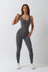 Sculpted Scoop Neck Racerback Jumpsuit - Breathable & Comfortable Feel