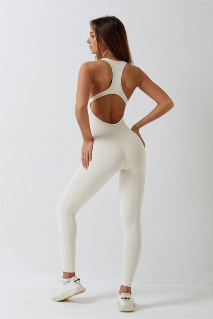 Sculpted Scoop Neck Racerback Jumpsuit - Breathable &amp; Comfortable Feel