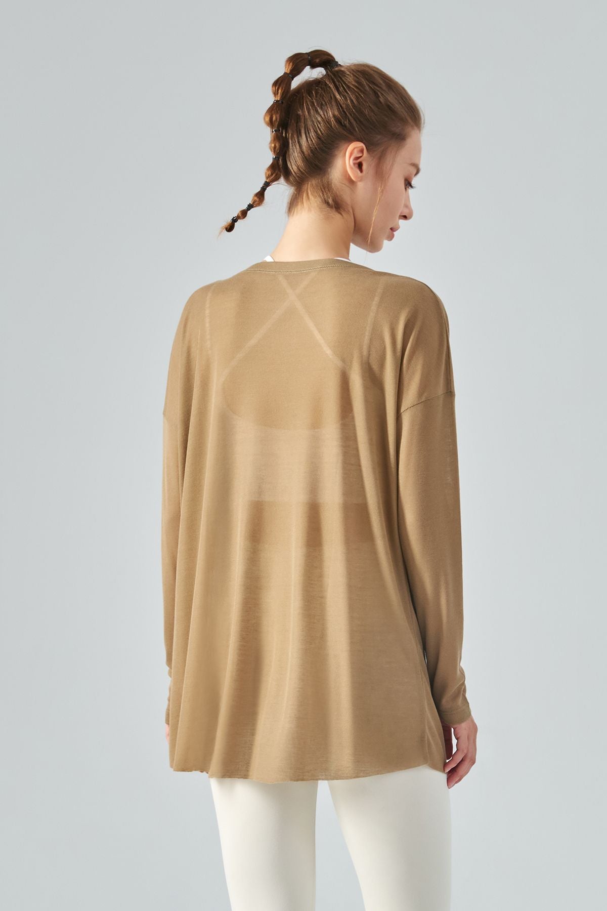 Sheer Mesh Long Sleeve Asymmetrical Hem Tops for Trendy Style and Fit