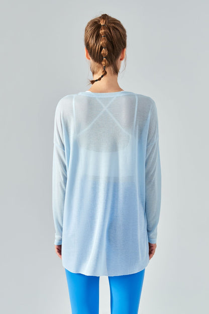 Sheer Mesh Long Sleeve Asymmetrical Hem Tops for Trendy Style and Fit