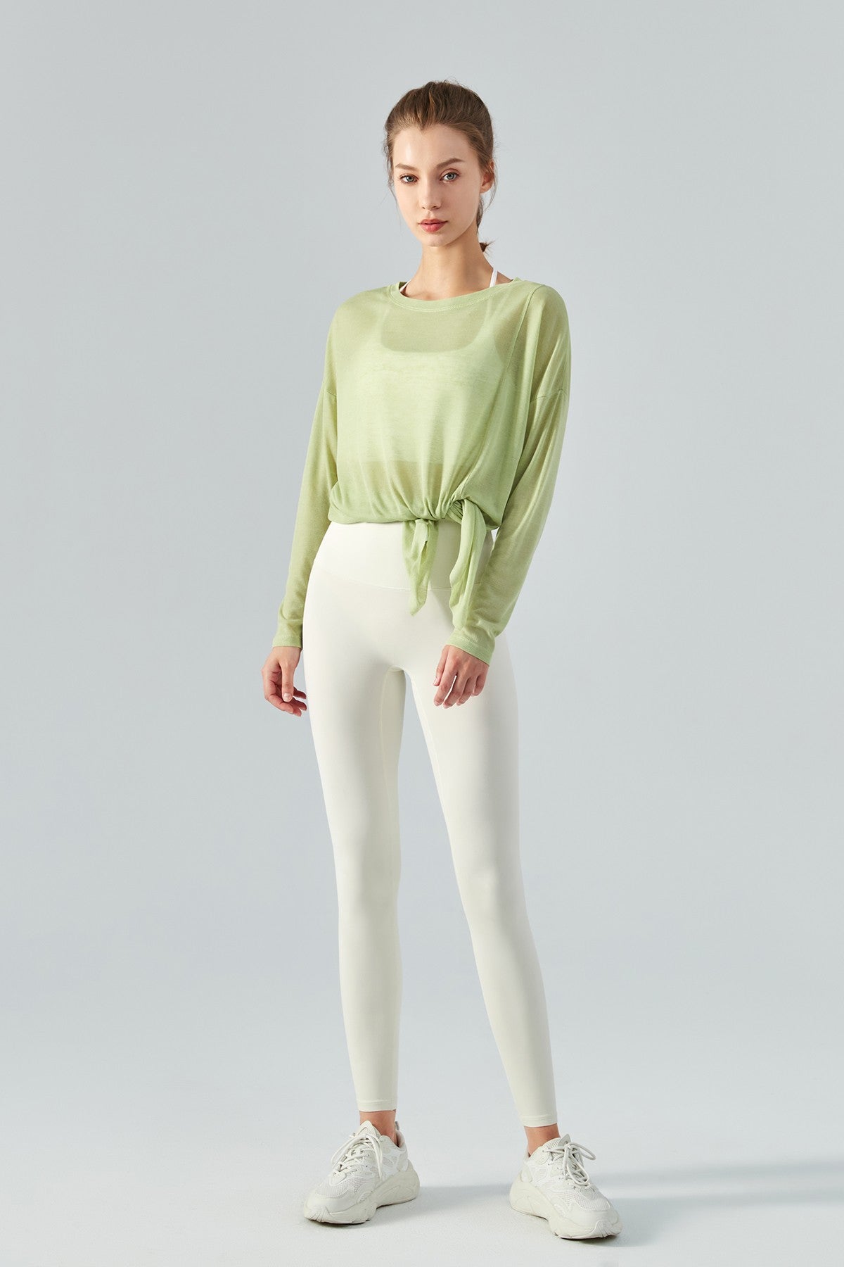 Sheer Mesh Long Sleeve Asymmetrical Hem Tops for Trendy Style and Fit