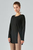 Sheer Mesh Long Sleeve Asymmetrical Hem Tops for Trendy Style and Fit