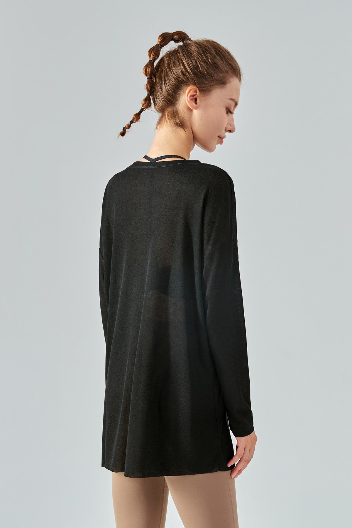 Sheer Mesh Long Sleeve Asymmetrical Hem Tops for Trendy Style and Fit