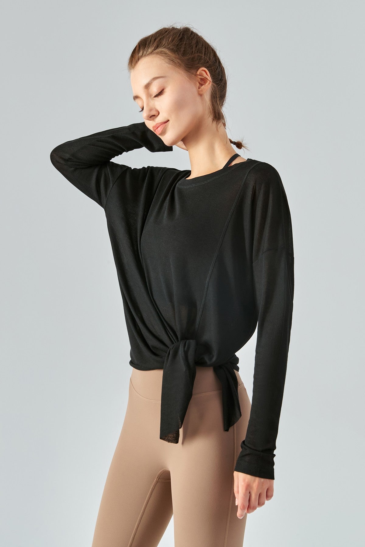 Sheer Mesh Long Sleeve Asymmetrical Hem Tops for Trendy Style and Fit