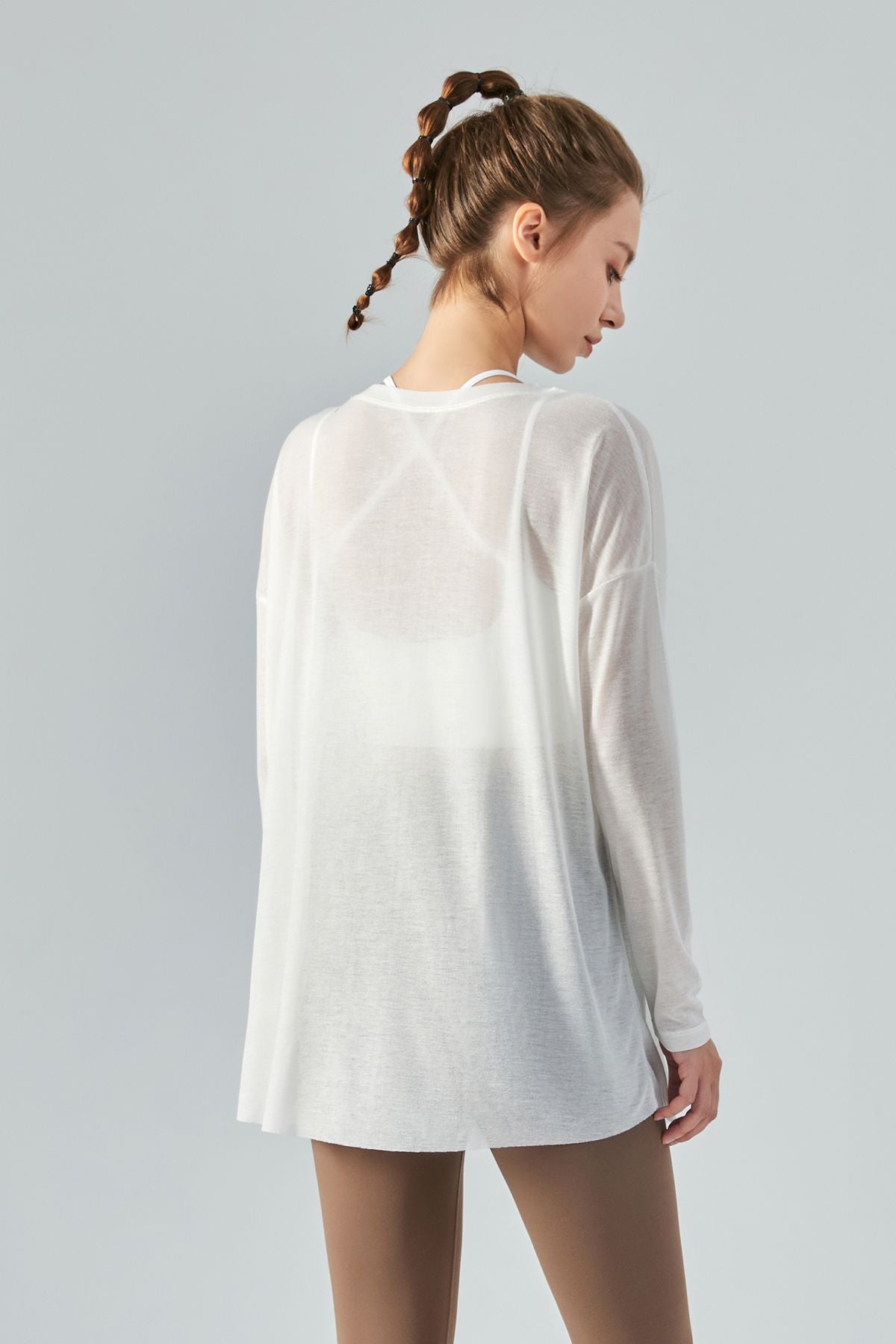 Sheer Mesh Long Sleeve Asymmetrical Hem Tops for Trendy Style and Fit