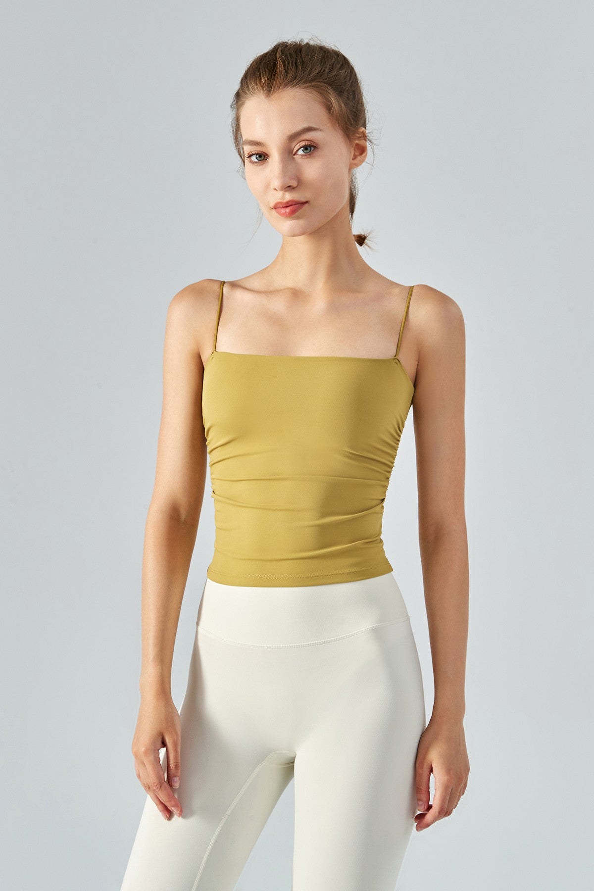 Side Ruched Camisole with Built-In Bra - Stylish &amp; Supportive Fit