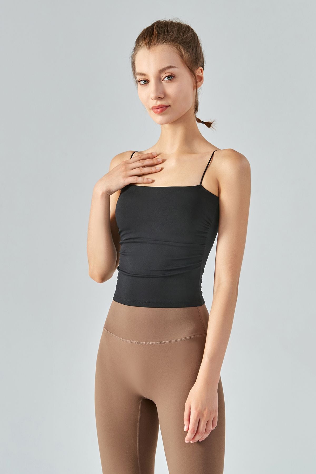 Side Ruched Camisole with Built-In Bra - Stylish &amp; Supportive Fit