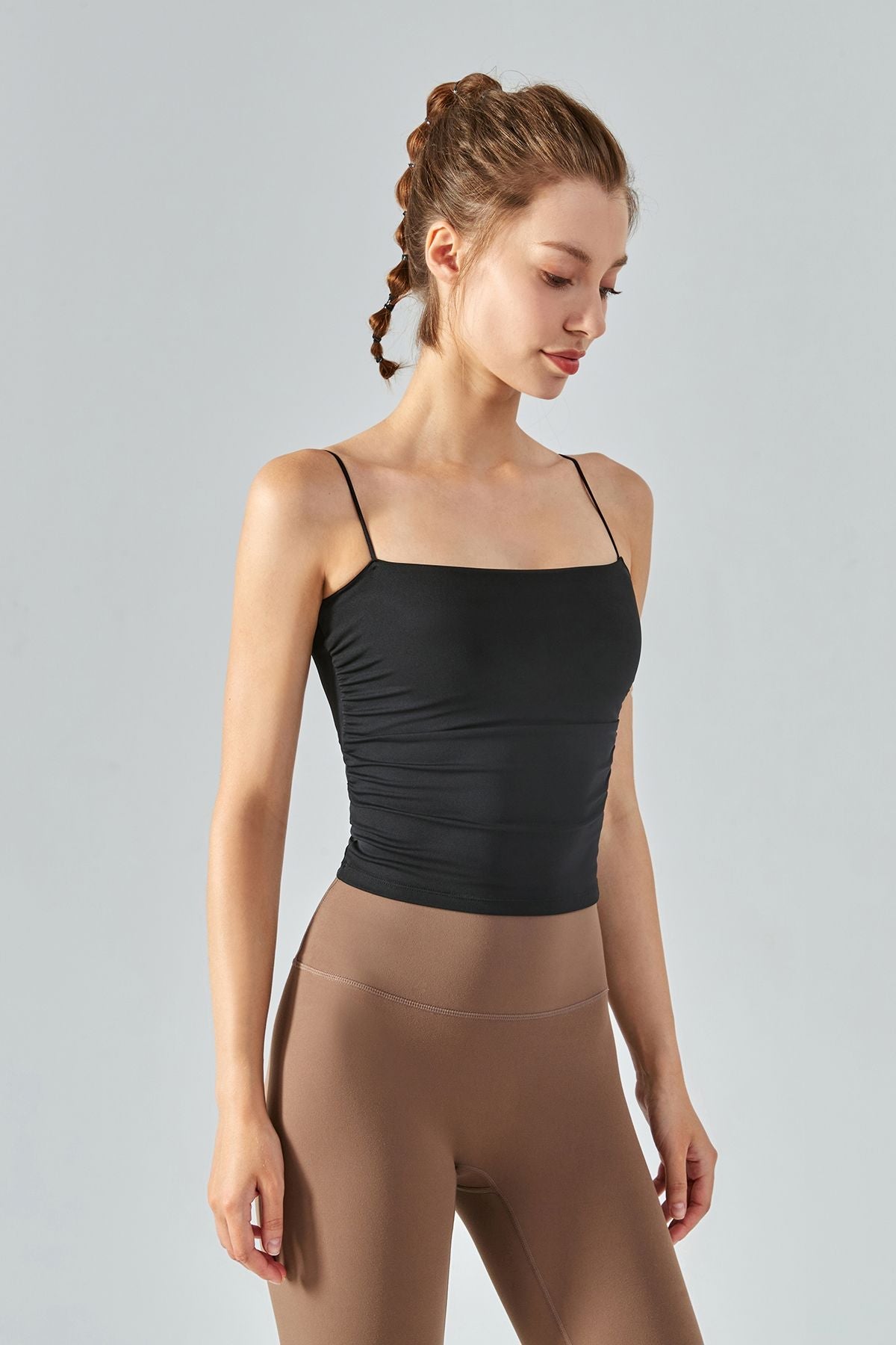 Side Ruched Camisole with Built-In Bra - Stylish &amp; Supportive Fit