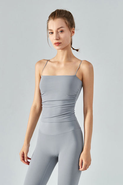 Side Ruched Camisole with Built-In Bra - Stylish &amp; Supportive Fit