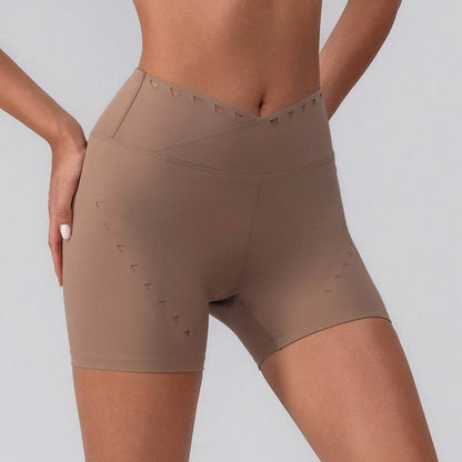 High Waist Tummy Control Hollow Out Yoga Shorts