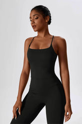 Square Neck Crossover Strap Tank Top